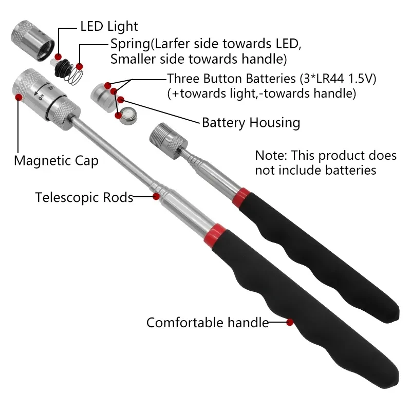 Fishing Rod Telescopic - Teleskopowy magnetyczny długopis z podświetleniem LED,