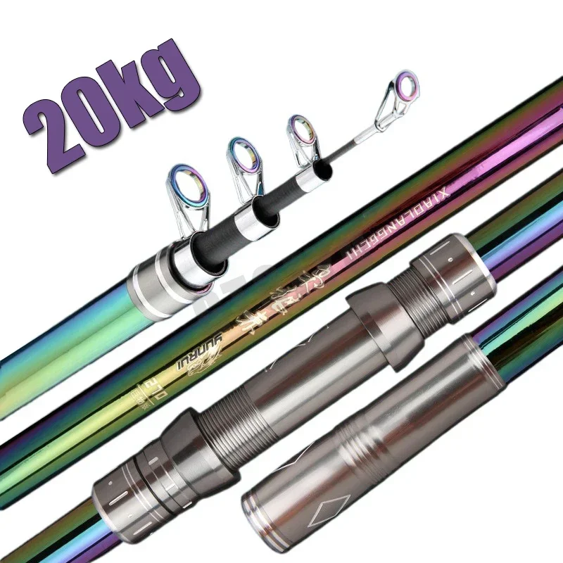 Fishing Rod Surf - Wędka spinningowa teleskopowa 2.1m-4.5m, kolorowa, turystyczna,