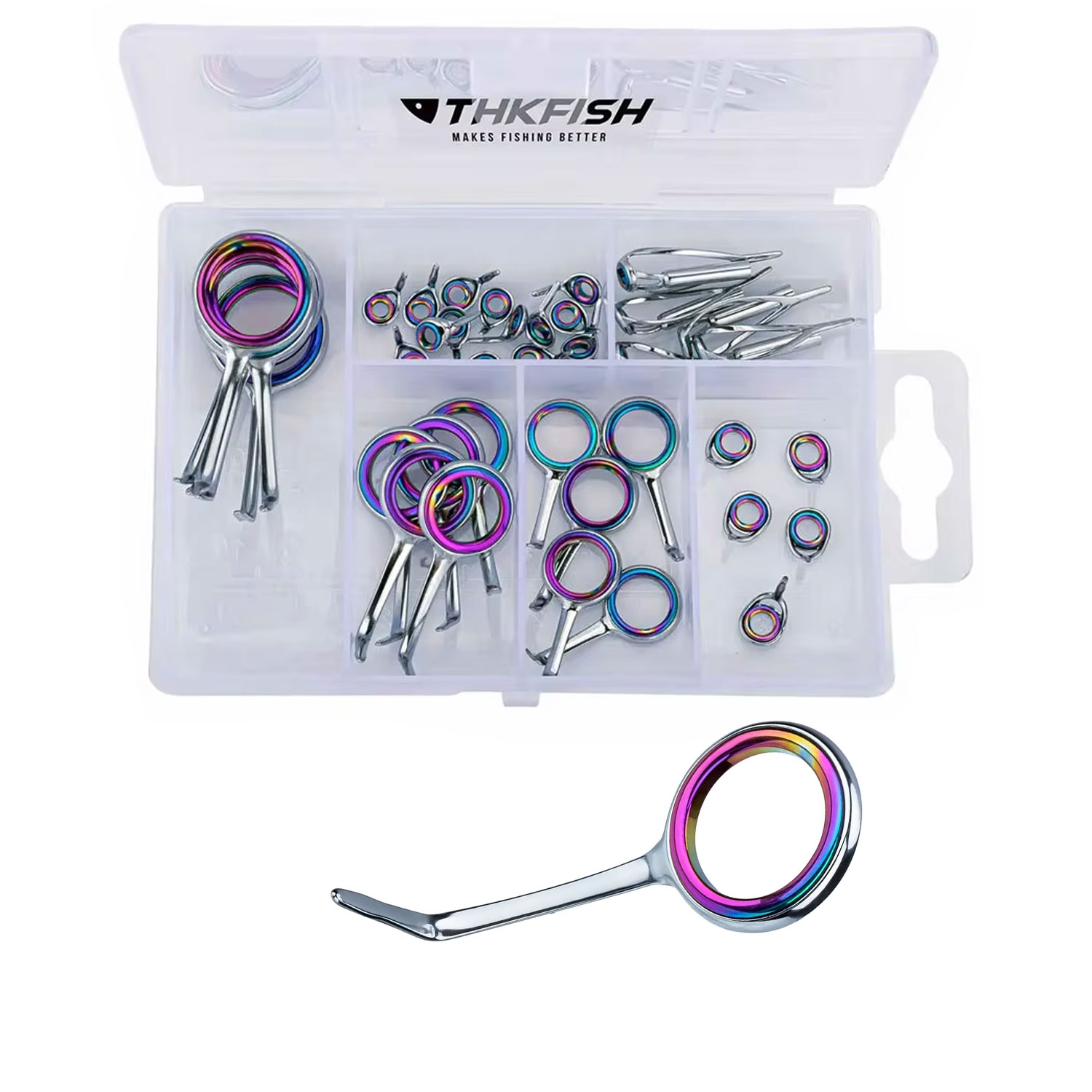 Fishing Rod Building Kit - 40szt Kolorowe prowadnice wędki Zestaw pierścieni