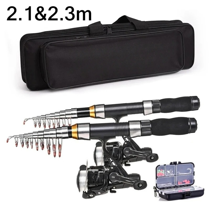 Fishing Rod Spinning - BRAVMAK 2.1/2.3 m Teleskopowy Zestaw Wędkarski